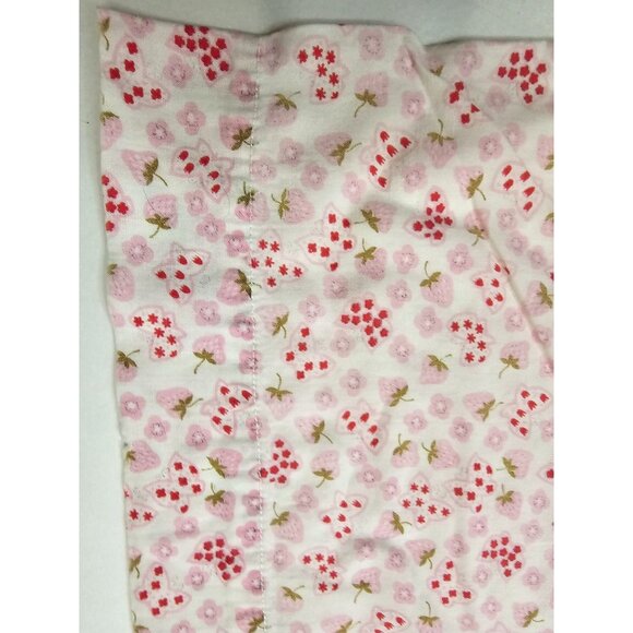 Pink Floral & Strawberry Fabric Pillowcase 1 count 17x27 inch Handmade - Picture 1 of 7